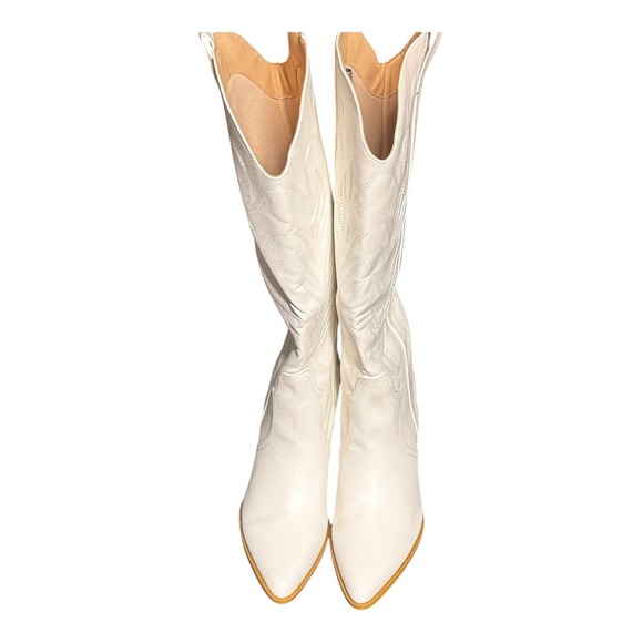 White Western Cowgirl Cowboy Boots Pointed Toe Tall Embroidered Women's 10 - Picture 2 of 5